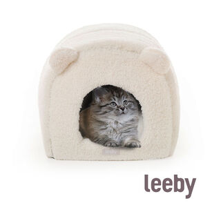Leeby Iglú Desenfundable de Borreguito Blanco para gatitos